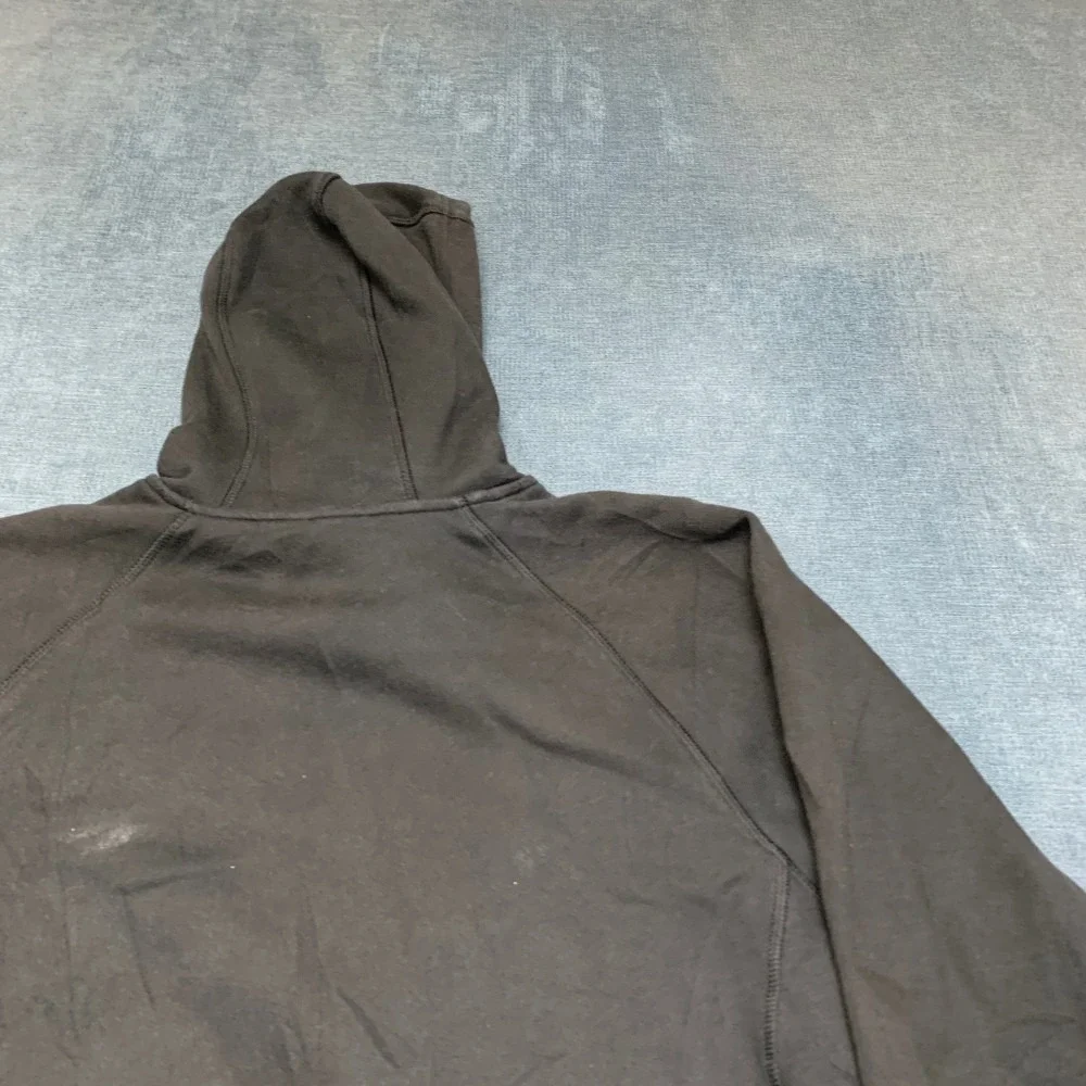 Adidas Hoodie Mens Medium Black Raglan Sleeve 3 Stripes Logo Sports Fleece Lined
